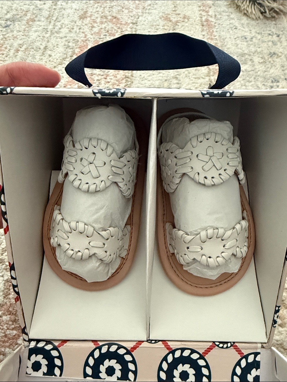 NWT Baby 3-6 Month Jack Rogers White Leather Whipstitch Sandals